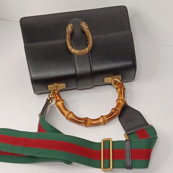 GUCCI Dionysus Bamboo Black Leather Satchel 770-092025 - Picture 4 of 16